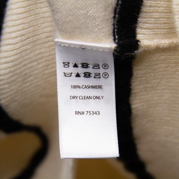 Rachel Zoe 100% Cashmere Crew Neck Sweater Contrast Trim Ivory Quiet Luxury Sz S - Picture 7 of 7